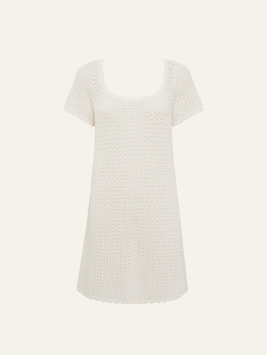 janey mini dress in white Peony Swimwear Pointelle Jane Mini Dress