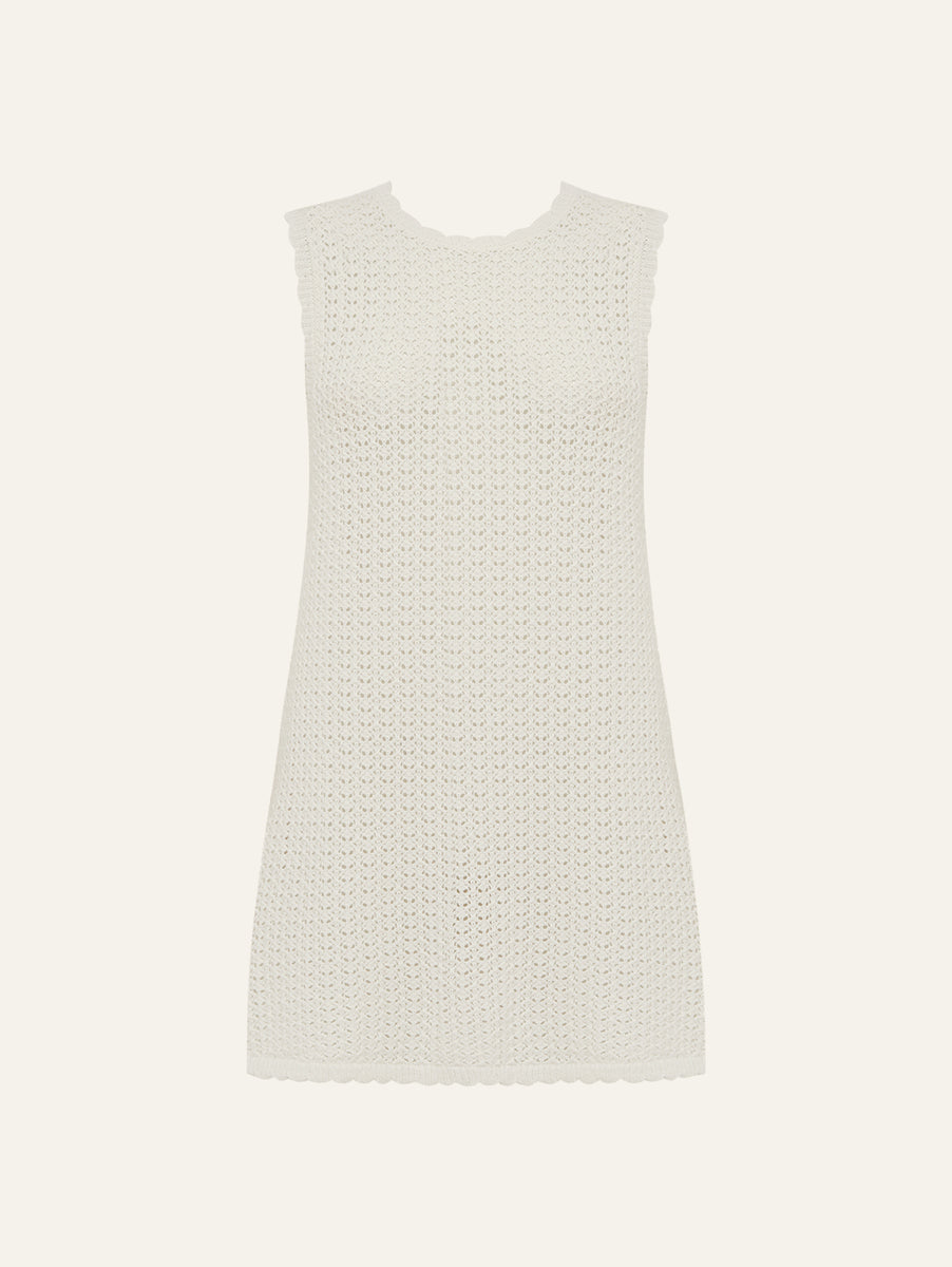 peony embroidered shift mini dress Peony Pointelle Shift Mini Dress XL / Seashell
