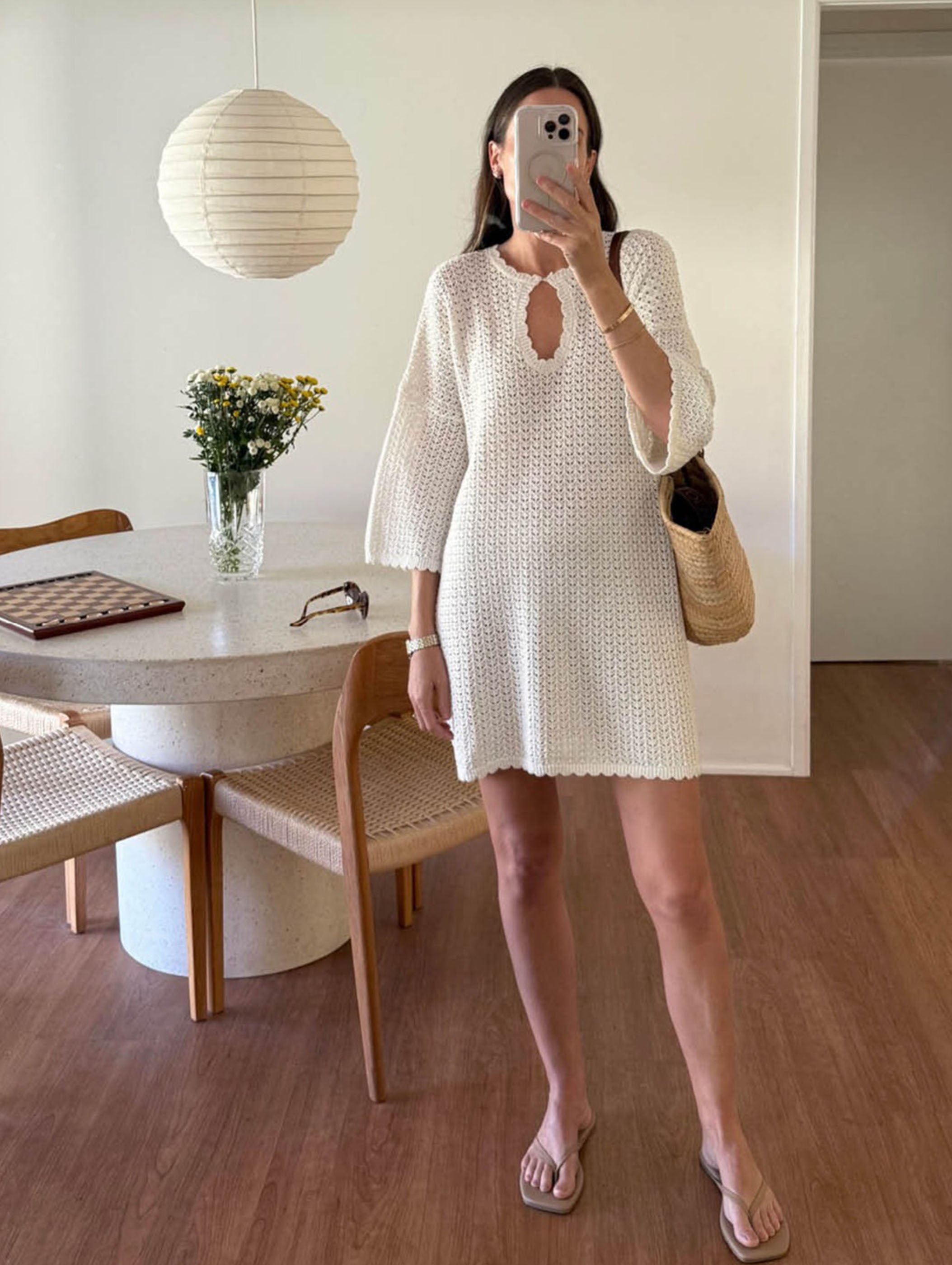 Pointelle Oversized Mini Dress
