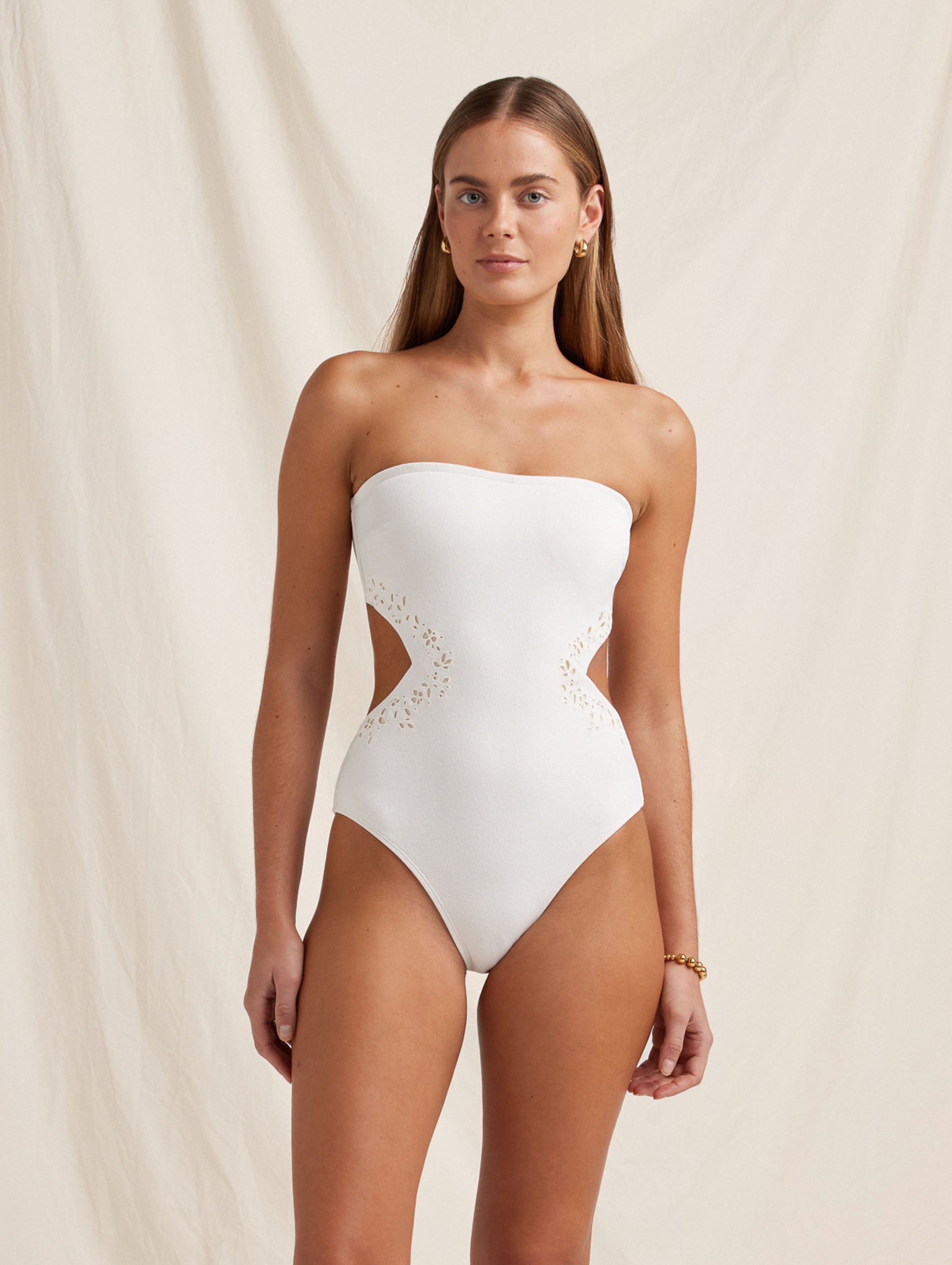 Memoir Embroidered Strapless One Piece