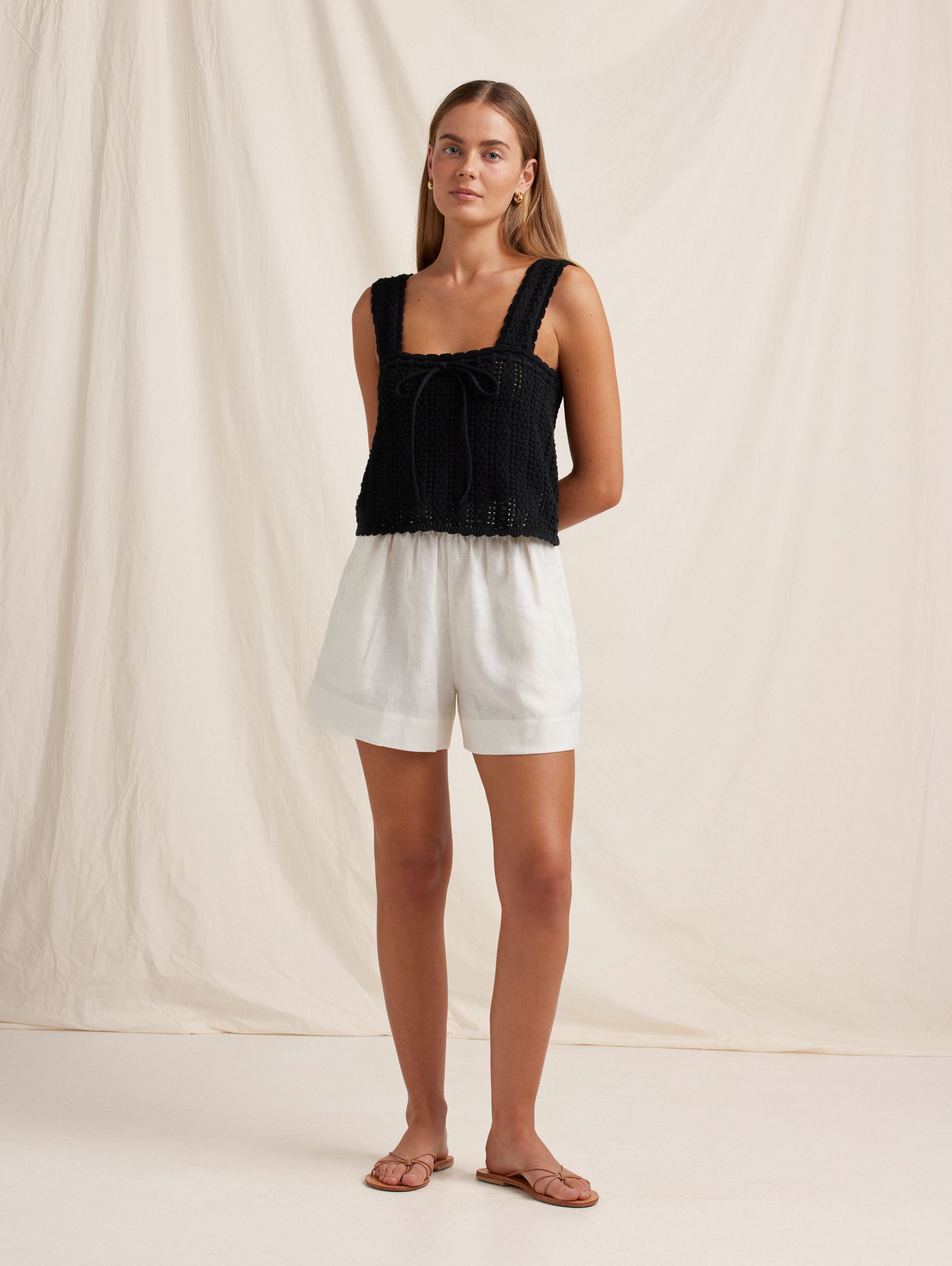 Pointelle Scalloped Shoulder Cami