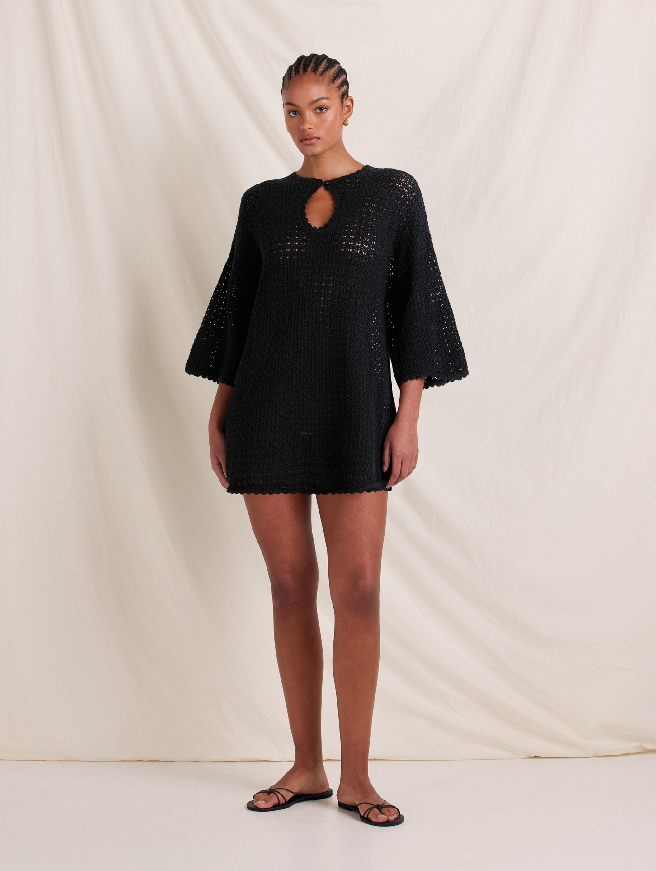 Pointelle Oversized Mini Dress