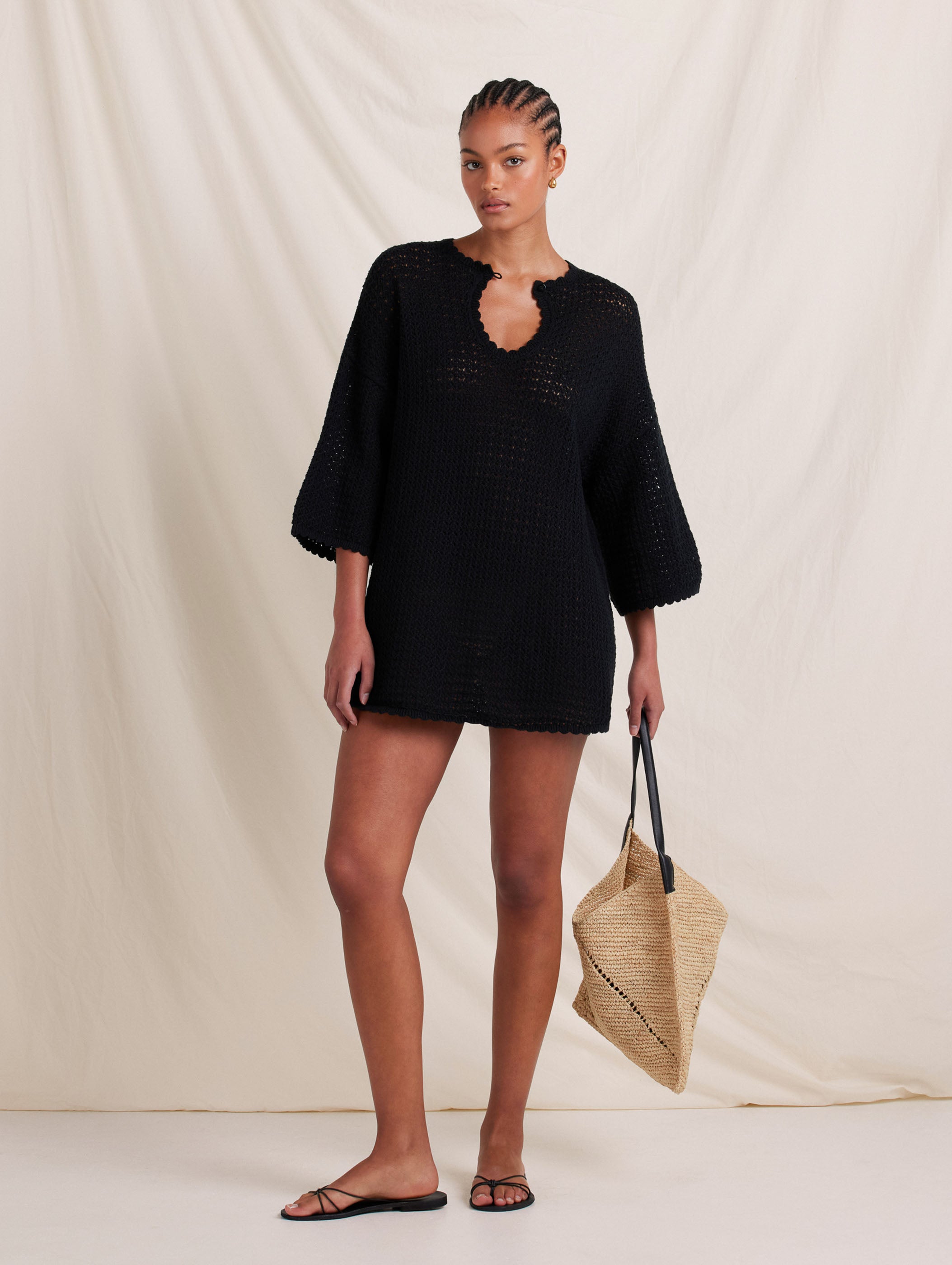 Pointelle Oversized Mini Dress